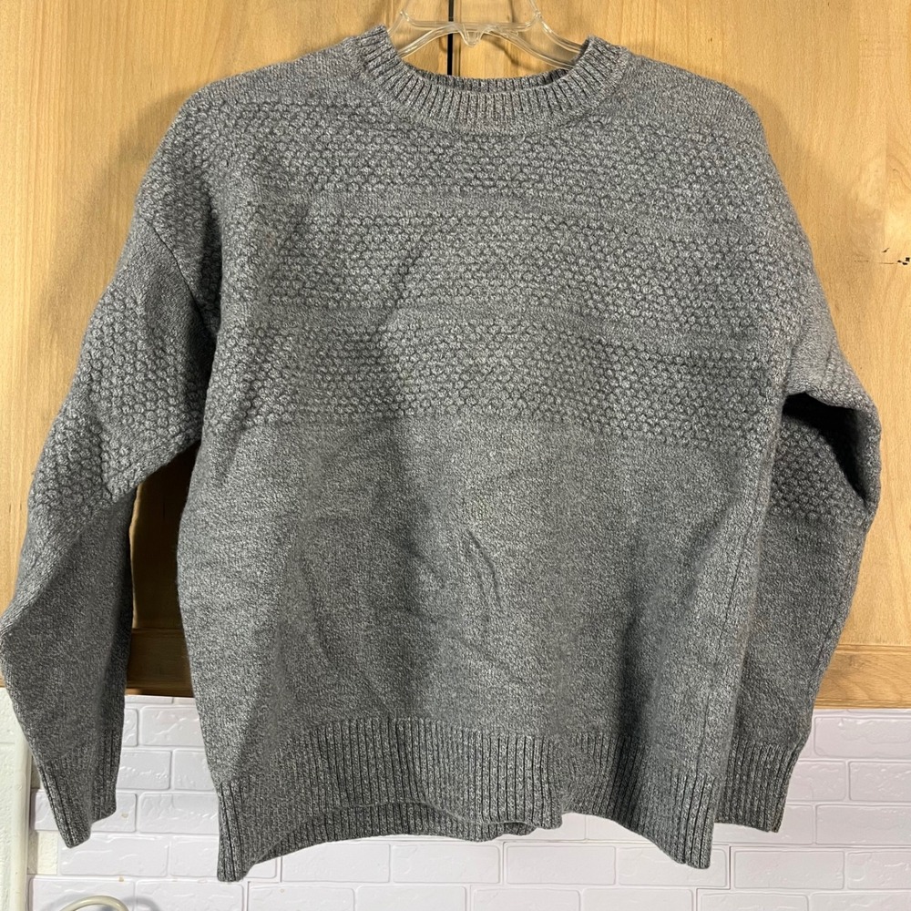 Best Made Co Sweater Mens XXL Gray 100% Merino Wool Textured Knit Crewneck